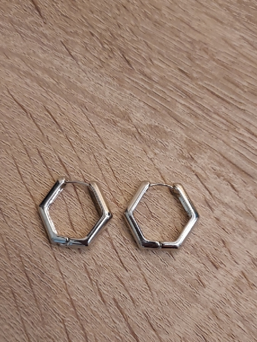 Hexagon Silvertone Hoop Earrings - Women's Jewelry
